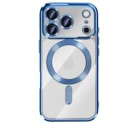 Coque pour iPhone 17 Pro Max Compatible MagSafe avec Contour Chromé Bleu