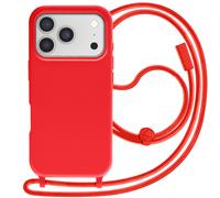 Avizar Coque pour iPhone 17 Pro Max Soft Touch avec Cordon Tour de Cou Rouge