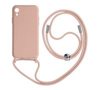 Avizar Coque pour iPhone XR Semi-Rigide Soft-Touch avec Cordon Tour de Cou Rose