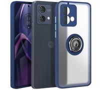 Coque pour Motorola Moto G84 Bague Métallique Support Vidéo Bleu nuit