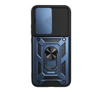 Avizar Coque pour Oppo A6 Pro avec Bague Support et Cache Caméra Coulissant Bleu