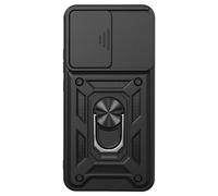 Coque pour Oppo Reno 15 avec Bague Support et Cache Caméra Coulissant Noir