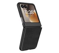 Coque pour Motorola Razr 70 Effet Cuir Croco avec Écran Externe Dégagé Noir