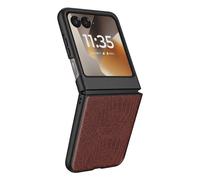 Coque pour Motorola Razr 70 Effet Cuir Croco avec Écran Externe Dégagé Marron