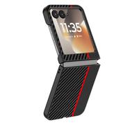 Coque pour Motorola Razr 70 Effet Fibres de Carbone Protection Rigide Noir / Rouge