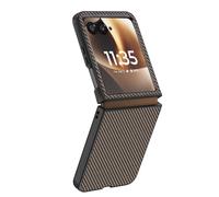 Coque pour Motorola Razr 70 Ultra Effet Fibres de Carbone Rigide Beige