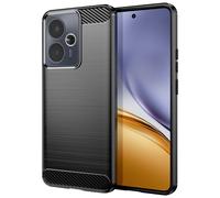 Avizar Coque pour Realme 14T Silicone Design Carbone Brossé Noir