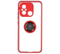 Coque pour Xiaomi Redmi 12C Bi-matière Bague Métallique Support Vidéo rouge