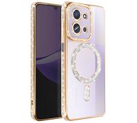 Coque pour Redmi 15C Compatible MagSafe avec Contour Strassé Dorée