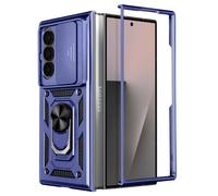 Coque pour Samsung Galaxy Z Fold 7 avec Support Bague et Cache Caméra Bleu nuit