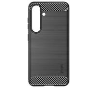 Avizar Coque pour Samsung S24 et S25 Flexible Effet Carbone et Brossé Noir
