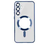 Coque MagSafe pour Samsung S24 Plus en Silicone Contour Chromé Bleu