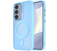 Coque MagSafe pour Samsung S24 Plus et S25 Plus Dos Mat Givré Contour Bleu clair