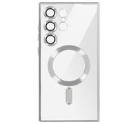 Avizar Coque pour Samsung S24 Ultra en Silicone Contour Chromé Argent