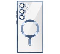 Coque MagSafe pour Samsung S24 Ultra en Silicone Contour Chromé Bleu
