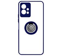 Avizar Coque pour Vivo Y55 5G Bi-matière Bague Métallique Support Vidéo Bleu