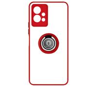 Avizar Coque pour Vivo Y55 5G Bi-matière Bague Métallique Support Vidéo Rouge