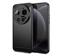 Coque pour Xiaomi 17 Ultra en Silicone Effet Carbone Texture Brossée Noir