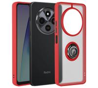 Coque pour Xiaomi Redmi 14C Bague Métallique Support Vidéo Rouge