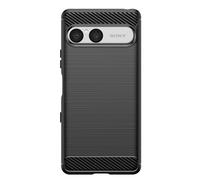 Avizar Coque pour Xperia 10 VII en Silicone Effet Carbone Texture Brossée Noir