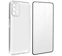 Avizar Coque Realme GT Silicone Souple Film Verre Trempé 9H Noir Noir