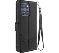 Avizar, couverture Motorola Edge 60 Fusion/60 Portefeuille Motif 3D, Noir