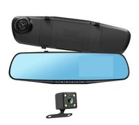Dashcam Rétroviseur Avant Arrière HD 1080P Écran 4 pouces Micro Bouton Noir