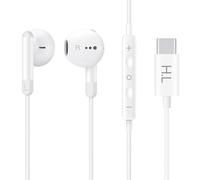 Avizar Écouteurs Filaires USB-C Intra-auriculaires Son Micro Télécommande Blanc