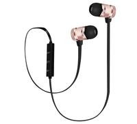 Avizar Écouteurs sans fil Bluetooth magnétiques avec télécommande et micro – Rose champagne