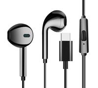 Avizar Écouteurs USB‑C Kit Mains‑Libres Microphone Câble Silicone 1,2 m Noir