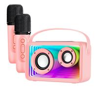 Avizar Enceinte Karaoké Bluetooth pour Enfant avec 2 Micros et Lumières LED RGB