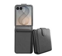 Étui à Clapet pour Galaxy Z Flip 8 Série Chesterfield Effet Cuir Texturé Noir