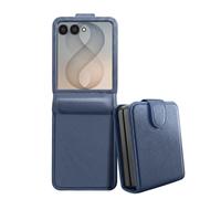Étui à Clapet pour Galaxy Z Flip 8 Série Chesterfield Effet Cuir Texturé Bleu marine