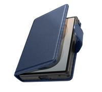 Étui à Clapet pour Galaxy Z Fold 8 Série Chesterfield Effet Cuir Texturé Bleu nuit