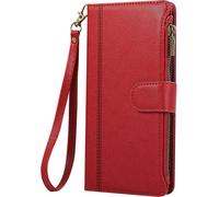 Avizar, étui avec fermeture éclair pour iPhone 16e, bandoulière amovible, rouge