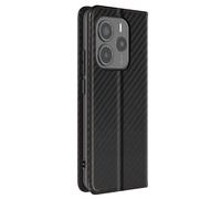 Étui Carbone pour Xiaomi Redmi Note 14 5G Portefeuille Support Vidéo Noir