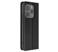 Avizar Étui Carbone pour Xiaomi Redmi Note 14 5G Portefeuille Support Vidéo Noir