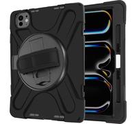 Avizar, Étui de protection pour Apple iPad Pro 11' 2024 antichoc Poignée tournante + support, Noir