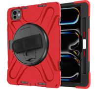 Avizar, Étui de protection pour Apple iPad Pro 11' 2024 antichoc Poignée tournante + support, Rouge