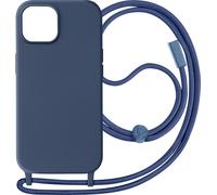 Avizar, Étui de protection pour Apple iPhone 15 Plus avec chaîne en nylon de 80 cm, bleu foncé
