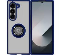 Avizar, étui de protection pour Samsung Galaxy Z Fold6 anneau métallique support vidéo, bleu foncé