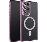 Coque Diamant Pour Samsung Galaxy S25 Ultra Magsafe Contour Strass Violet