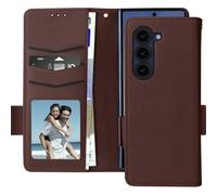 Avizar, étui en similicuir avec dragonne pour Samsung Galaxy Z Fold6, marron foncé