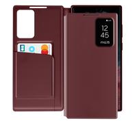 Étui Fenêtre pour Samsung Galaxy S22 Ultra avec Clapet Porte-Carte Bordeaux
