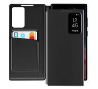 Avizar Étui Fenêtre pour Samsung Galaxy S22 Ultra avec Clapet Porte-Carte Noir