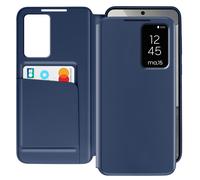 Étui Fenêtre pour Samsung Galaxy S25 et S24 avec Clapet Porte-Carte Bleu Nuit
