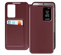 Avizar Étui Fenêtre pour Samsung Galaxy S24 avec Clapet Porte-Carte Bordeaux