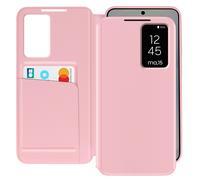 Avizar Étui Fenêtre pour Samsung Galaxy S25 avec Clapet Porte-Carte Rose