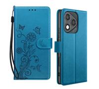 Étui Fleur Papillon pour Honor 400 Lite Portefeuille avec Dragonne Bleu