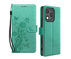 Avizar Étui Fleur Papillon pour Honor 400 Lite Portefeuille avec Dragonne Vert